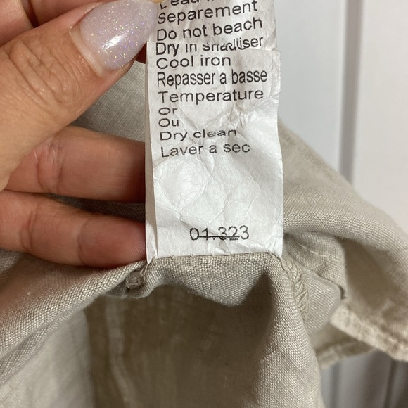 Lungo L'Arno | Taupe Beige Dress with Beaded Neckline -Linen Cotton - Medium - Picture 7 of 9